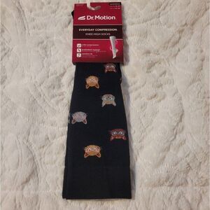 Dr Motion Cats In Glasses Mild Compression Knee Socks Size 9-11 Shoe 4-10 New